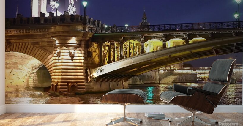 Paris Paris at night under the bridges of Paris Wall Murals