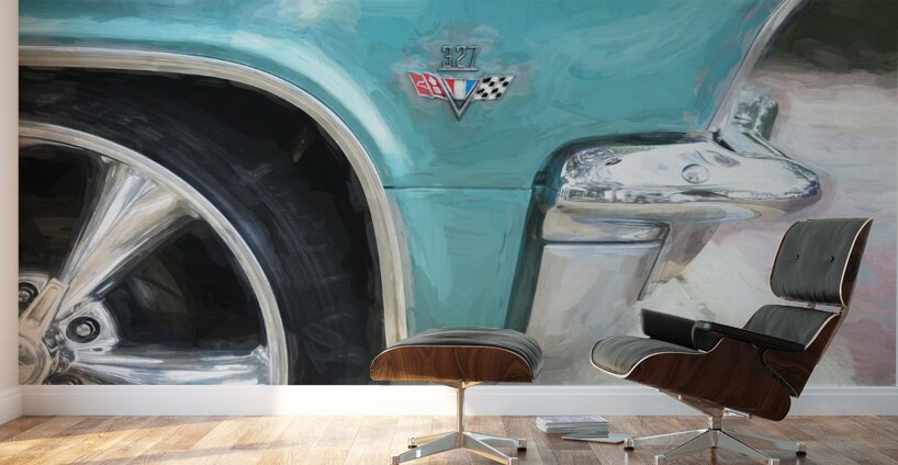 1965 Blue Chevrolet Impala SS Convertible X4 5 Wall Murals