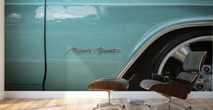 1965 Blue Chevrolet Impala SS Convertible X4 10 Wall Murals