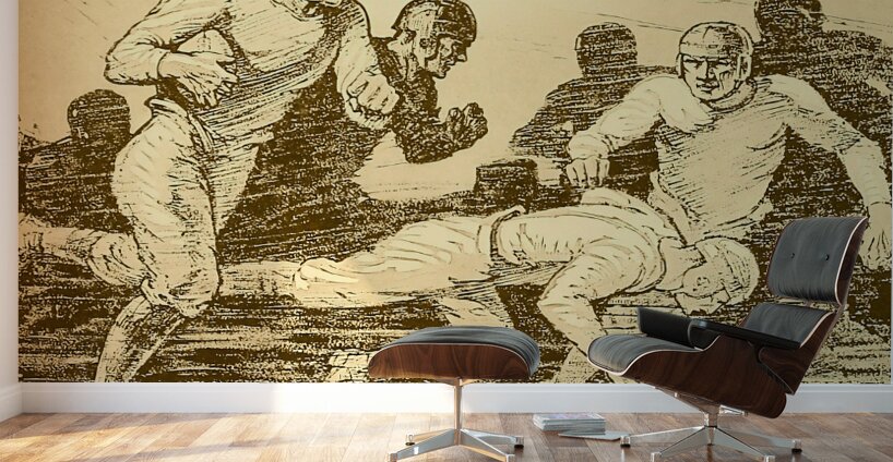 1920s football art vintage gridiron Wall Murals