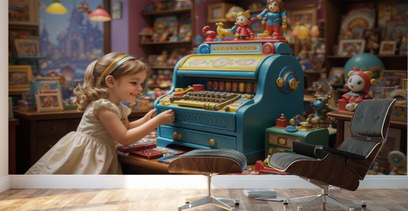 Default A charmingly vibrant toy store cashier co Wall Murals