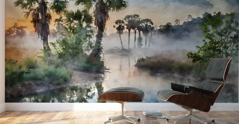 Bayou Sunrise Reflections Wall Murals