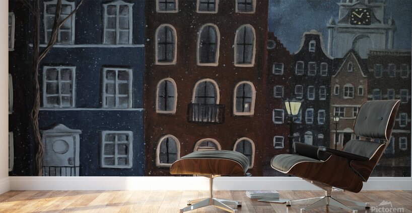 Rainy Night in Amsterdam Wall Murals