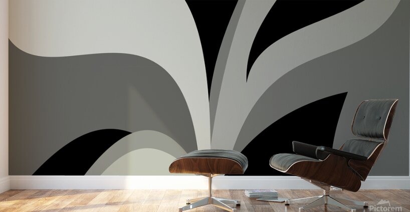 Black and Gray Abstract Swirls Wall Murals