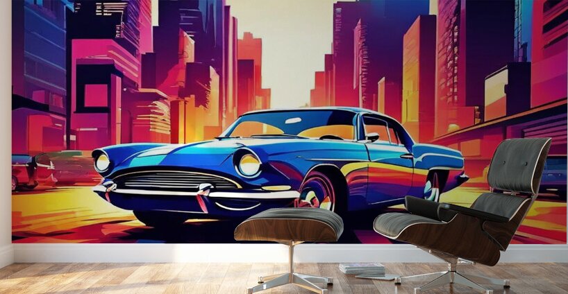 Retro Cityscape Wall Murals