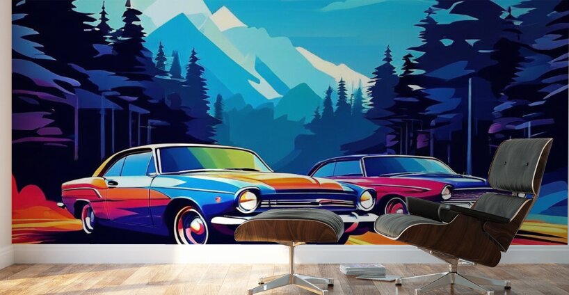 Retro Rush: Neon Highway Escape Wall Murals