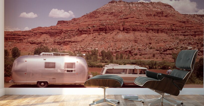 1970s TOURISTS LOOKING AT MESA FORMATION N MEX HWY 185099 Wall Murals