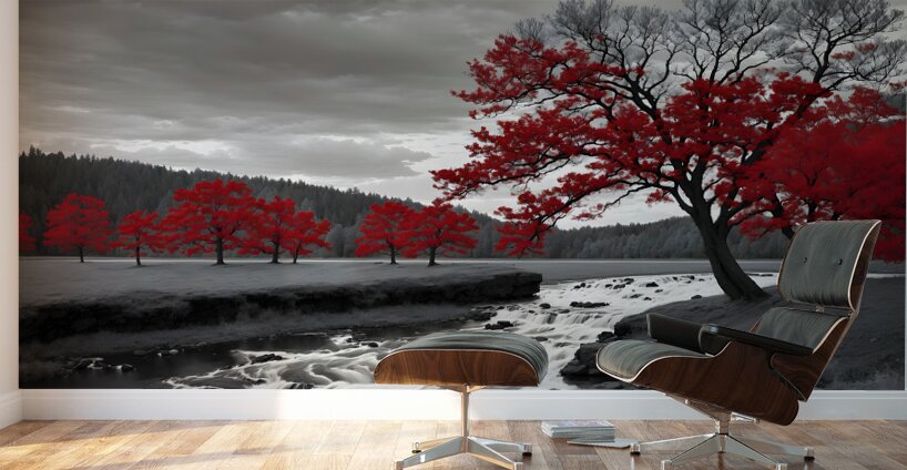 red tree Wall Murals