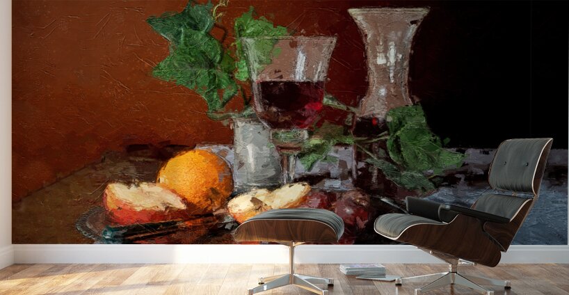 Fruit and Wine Painterly Wall Murals