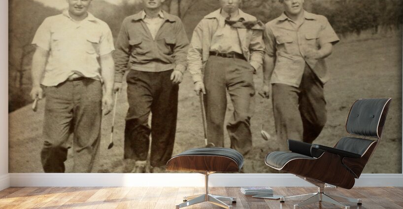 four college kids golfing 1940s Wall Murals