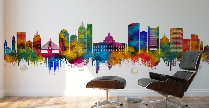Boston Massachusetts Skyline Wall Murals