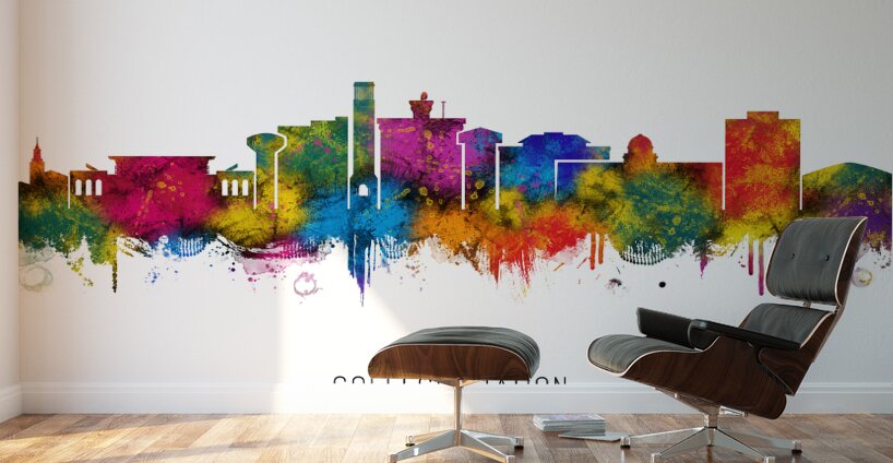 College Station Texas Skyline Wall Murals