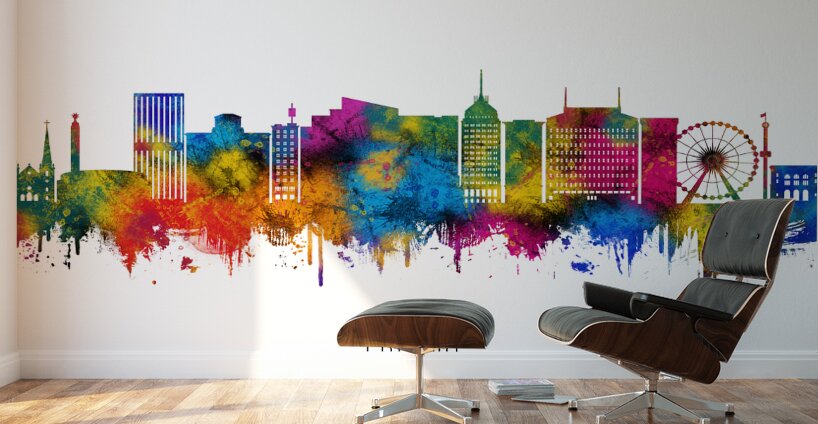 Fresno California Skyline Wall Murals