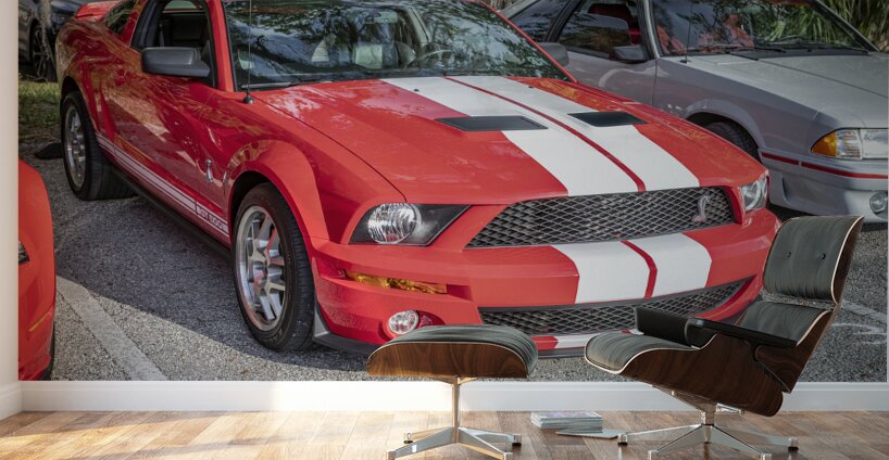 2007 Red Ford Shelby Mustang GT500 X 2 Wall Murals