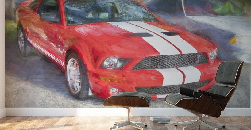 2007 Red Ford Shelby Mustang GT500 X 5 Wall Murals
