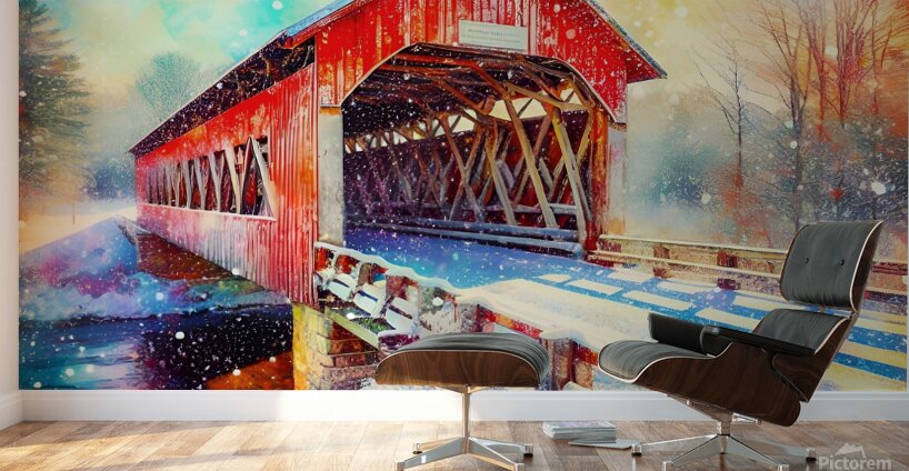 Covered Bridge in Vermont Wall Murals