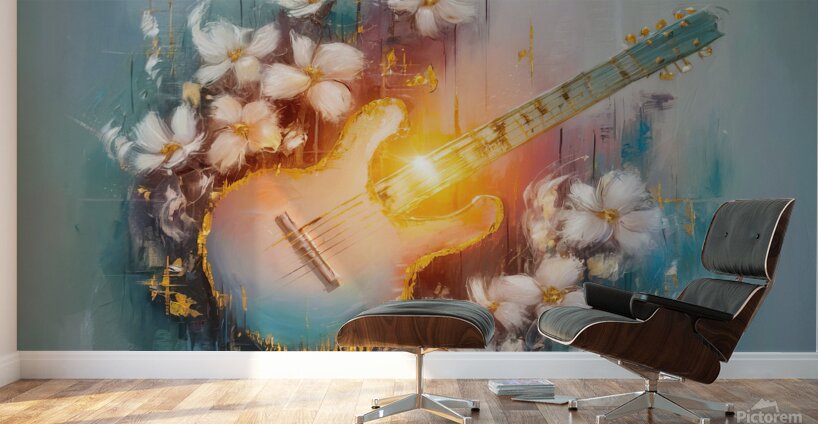 abstract oil painting that captures the essence of guitar music Wall Murals
