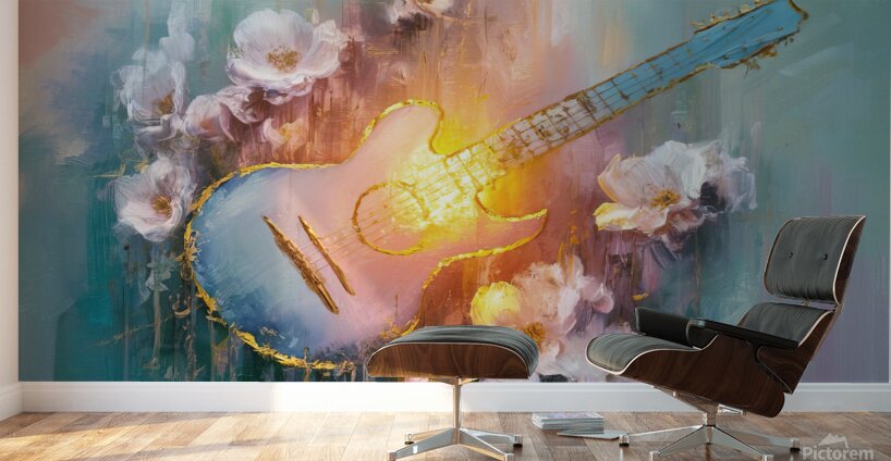 abstract oil painting that captures the essence of guitar music Wall Murals