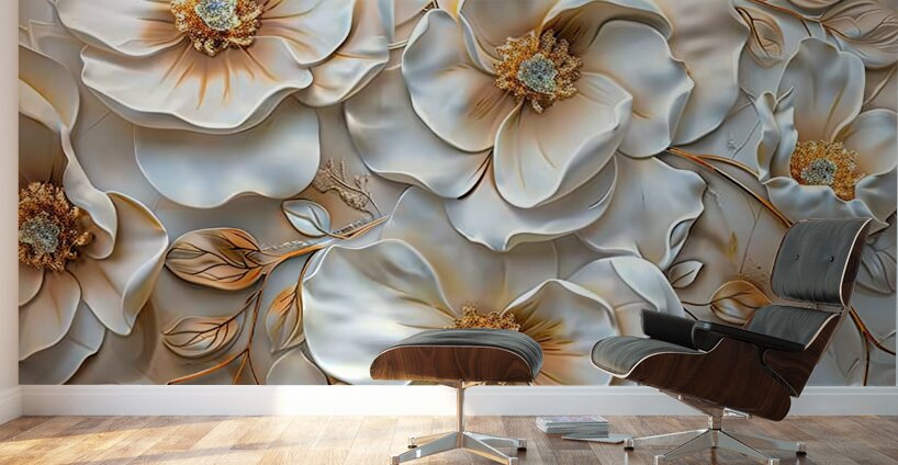 White flowers 2 Wall Murals
