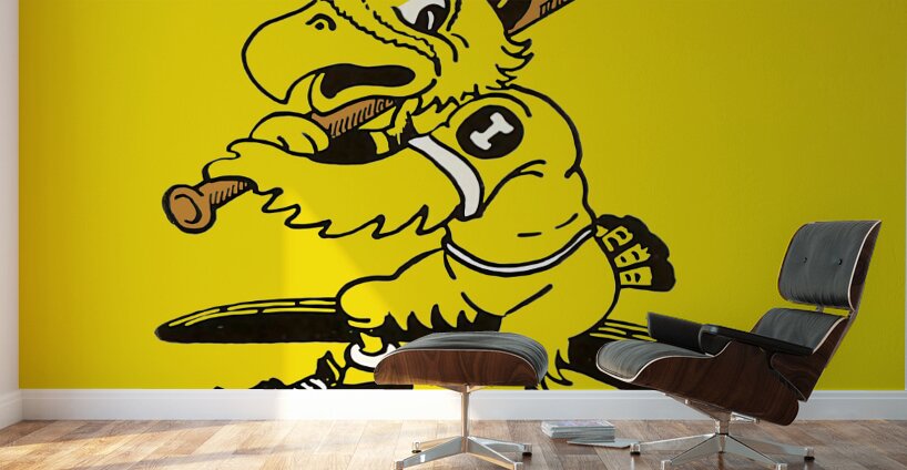 Dick Spencer Iowa Herky Hawk Baseball Cartoon Art Wall Murals