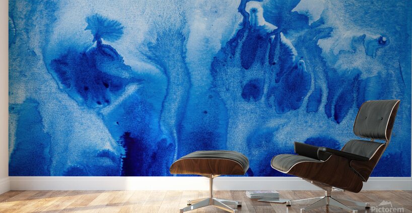 Abstract blue watercolor painting Wall Murals