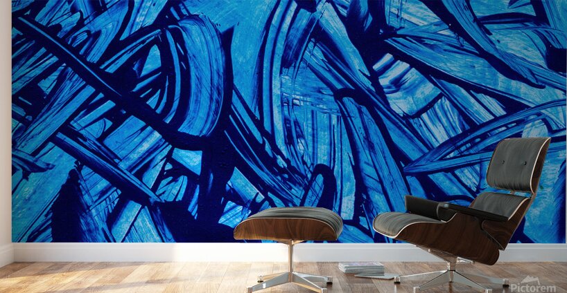 Abstract blue paint artwork Wall Murals