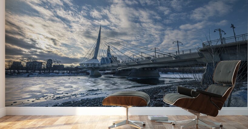 Winter on the Esplanade Riel Wall Murals