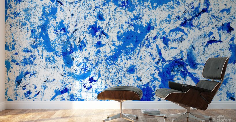 Abstract blue paint grunge background. Abstract blue painting.   Wall Murals