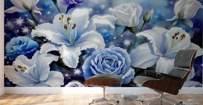 Blue Florals Wall Murals