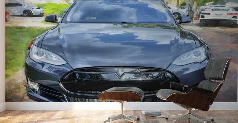 2015 Grey Tesla Model S P85D X 1 Wall Murals