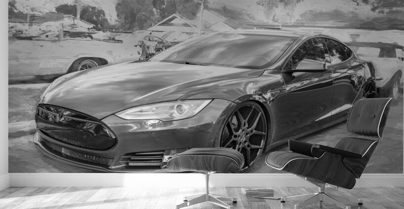2015 Grey Tesla Model S P85D X 8 Wall Murals