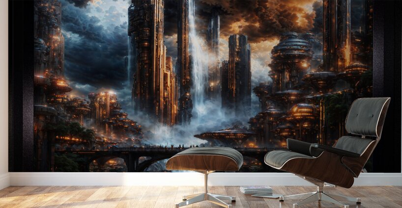 The Erkala Metropolis On Drepous IV Astounding AI Concept Architectural Art by Xzendor7 Wall Murals