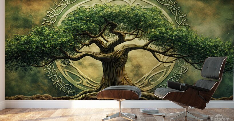 Medieval Celtic Tree of Life Yggdrasil Painting Wall Murals