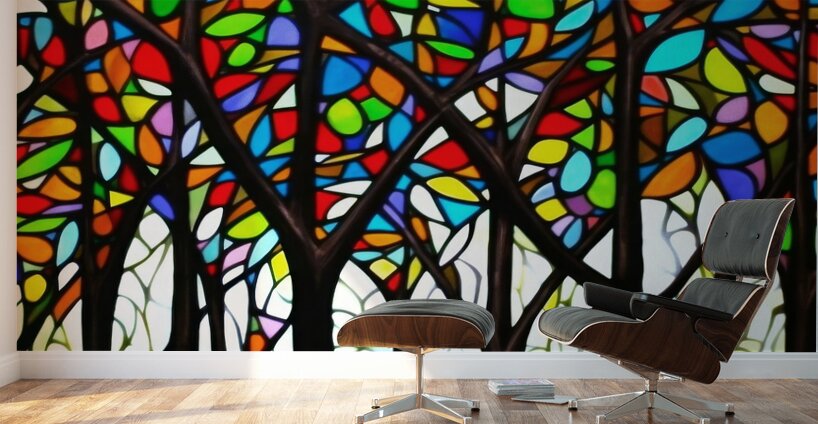 Forest Stain Glass Wall Murals