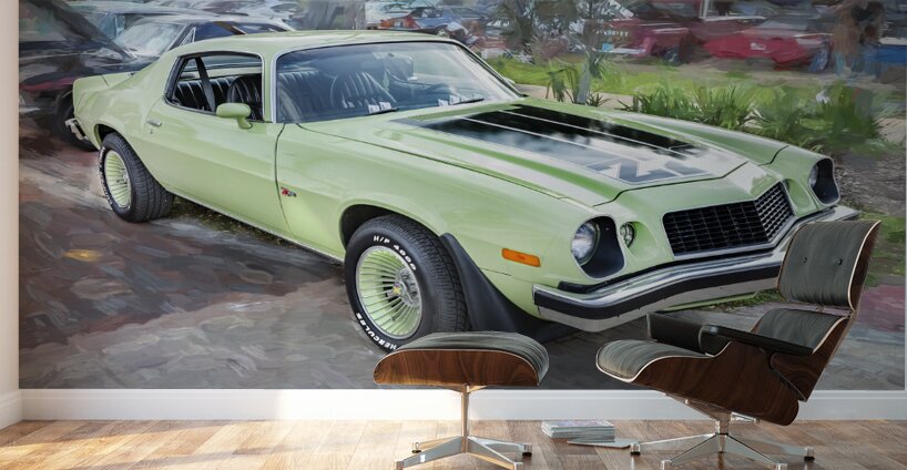 1974 Green Chevrolet Camaro Z28 x100 4 Wall Murals