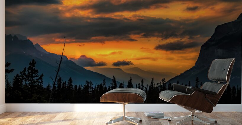 Icefields Parkway Sunset Silhouettes Wall Murals