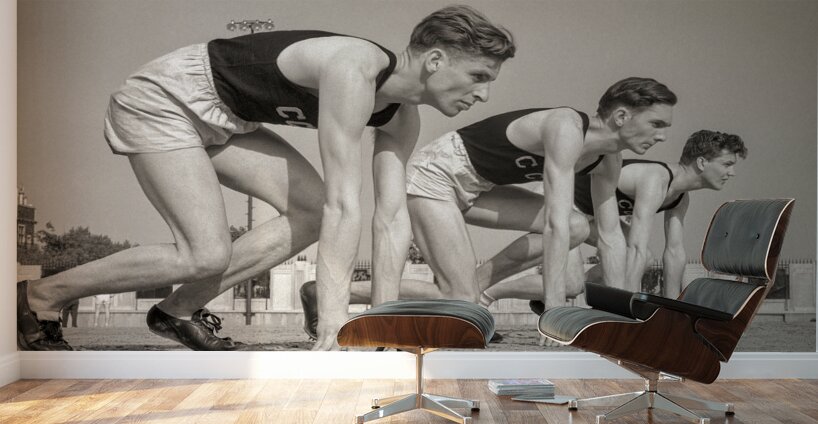 1940s THREE RUNNERS @ STARTING LINE FT RACE TRACK 231503 Wall Murals