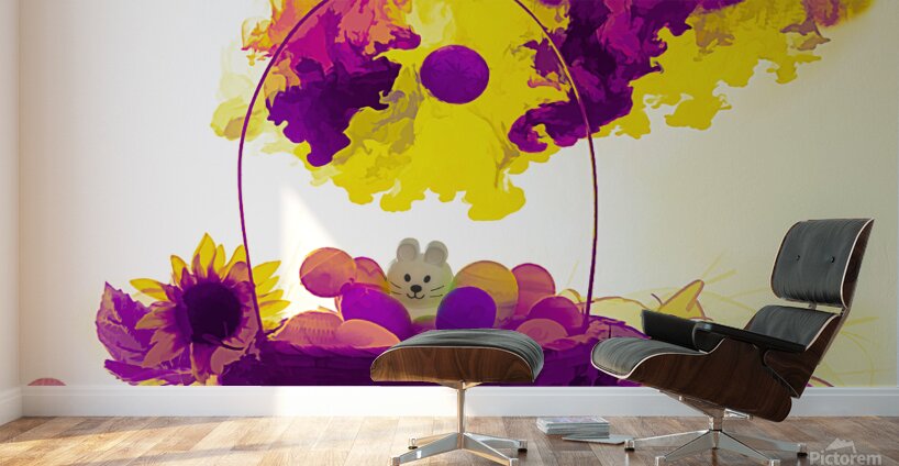 Artistic Easter basket white bunny in middle    paintography Wall Murals