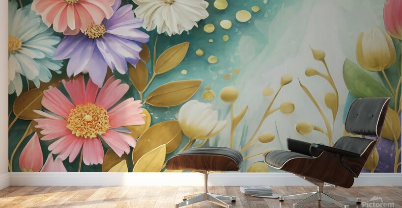 abstract oil painting of flowers 1 Wall Murals