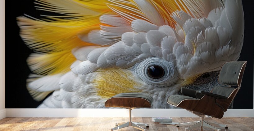 Furry Yellow Cockatoo Wall Murals
