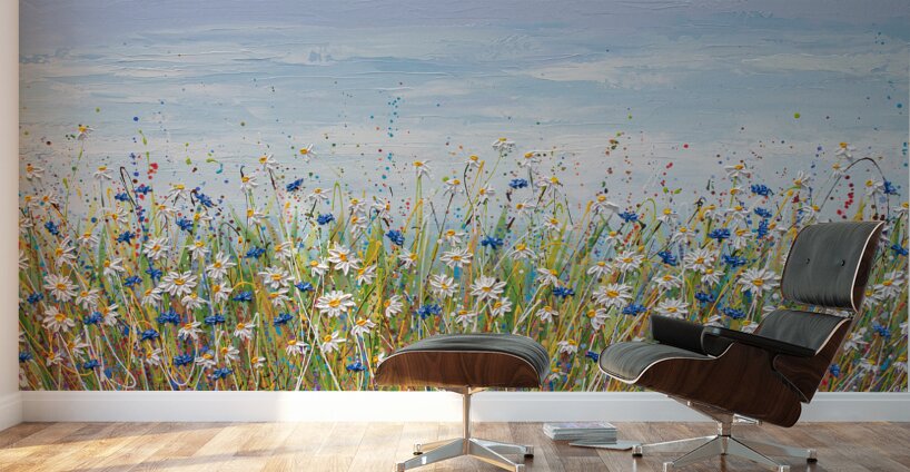 Cornflower Daisy Field  Wall Murals