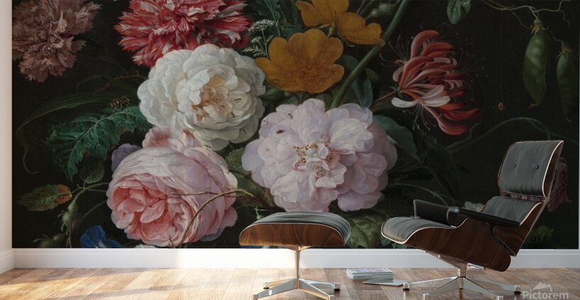 Still Life with Flowers in a Glass Vase by Jan Davidsz. de Heem Wall Murals