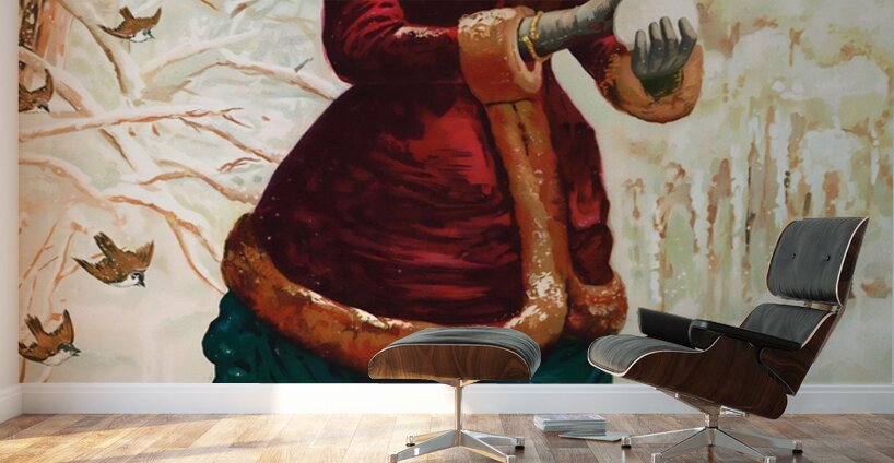 late 1800s woman in snow Wall Murals