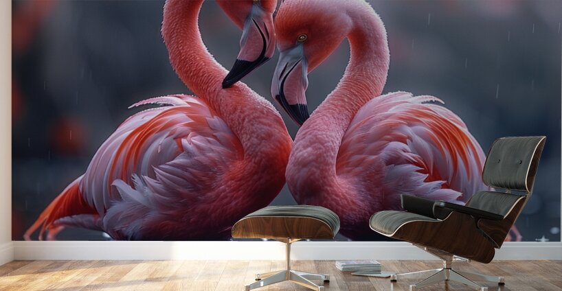 Eternal Love Flamingos Wall Murals