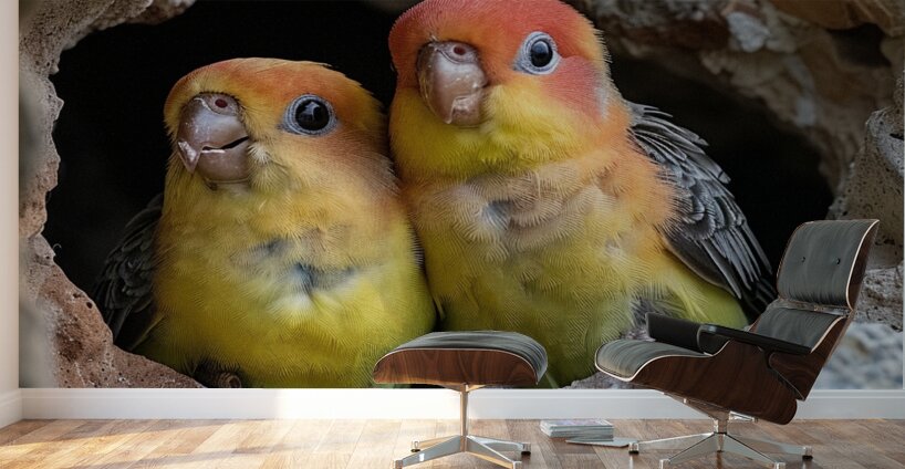 Devoted Lovebirds Wall Murals