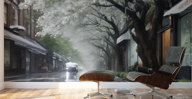 Flowering street trees-Acrylic Prints Wall Murals