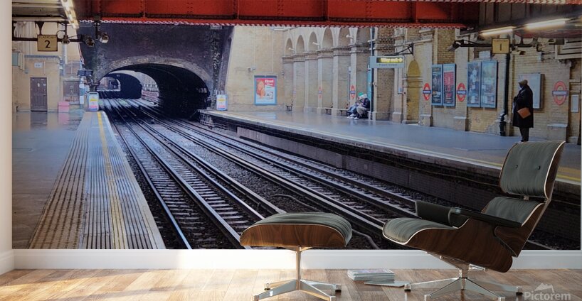 London Tube station tunnel with multiple tracks Wall Murals
