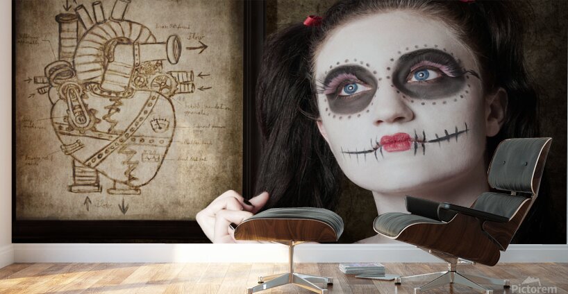 Sugar skull mechanical romance Wall Murals