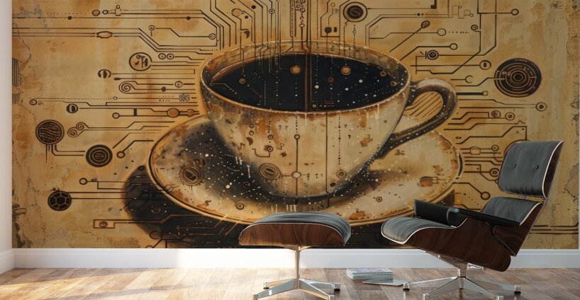 Digital Renaissance: Coffee Cup Revival 4 Wall Murals