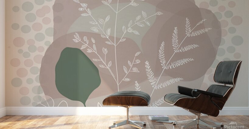 Botanical Study of Leaves and Branches Wall Murals